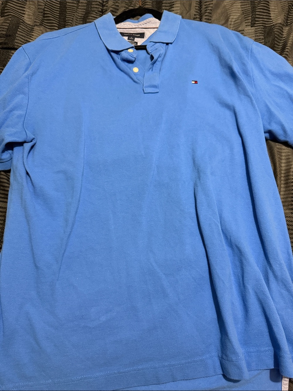 Tommy Hilfiger Light Blue Short-Sleeve Polo with Chest Flag